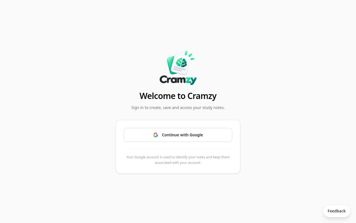 Cramzy — AI Study Notes — website preview