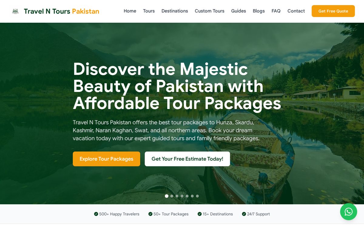 Travel N Tours Pakistan — website preview
